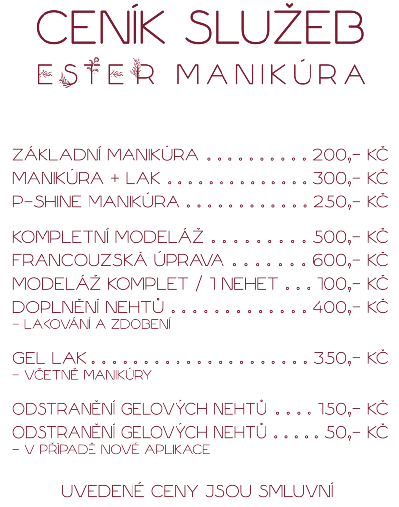 ceník manikura Ester